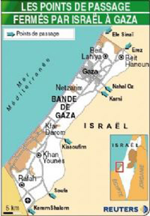 Israël ferme les points de passage avec Gaza