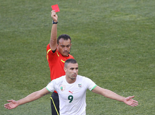 Algeriaâ€™s Ghezzal enters as substitute, plays for 15 minutes and shown red card