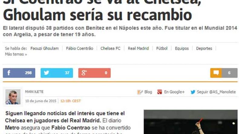 “غولام سيلعب في الريال.. إذا رحل كوينتراو لتشيلسي”