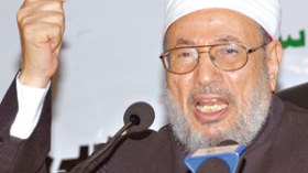 القرضاوي يدعو إلى جعل الجمعة يوم غضب لغزة