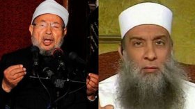 أول لقاء يجمع القرضاوي بالشيخ إسحاق الحويني