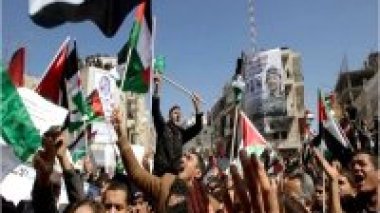 Manifestation à Ramallah contre les menaces de veto des États-Unis