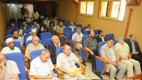 جميلة بوحيرد  تحيي اللجنة الشعبية لنصرة غزة  في مقر الشروق