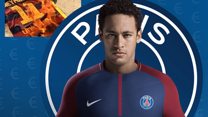 جماهير برشلونة تحرق قميص نيمار بعد رحيله إلى سان جيرمان