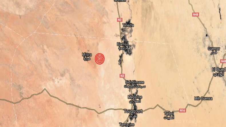 هزة أرضية بقوة 3.9 درجات بالوادي