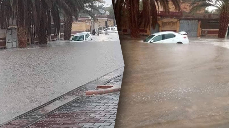 ساعة من الأمطار تحول ورقلة إلى مدينة عائمة