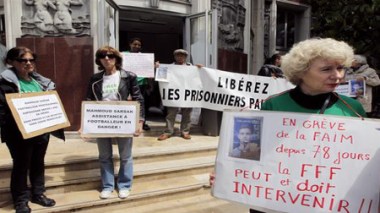Manifestation à Paris pour la libération d'un footballeur palestinien