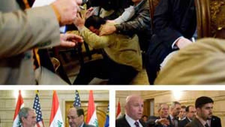 ما حصل لبوش انحناء واضح لأمريكا أمام حذاء عراقي