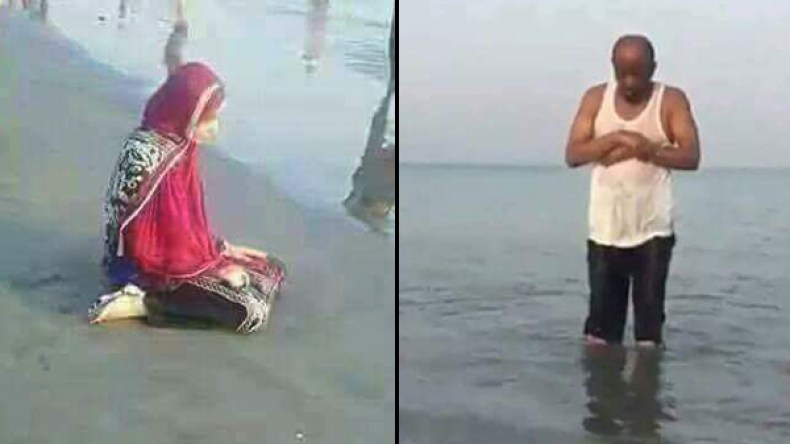 مصطافون يبدعون صلاة “برمائية”