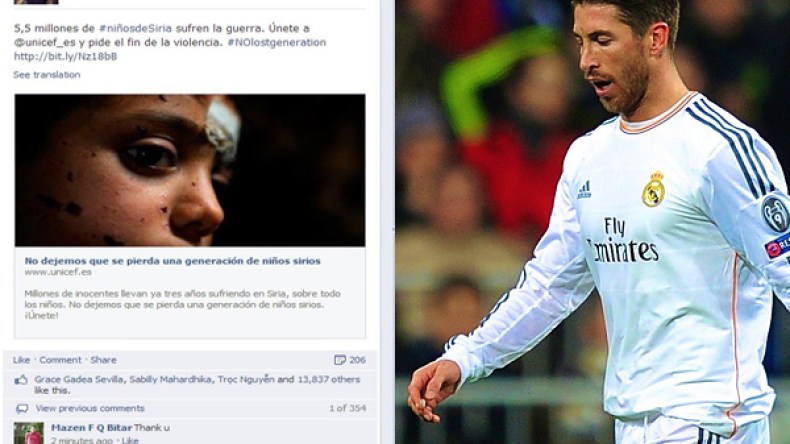 راموس يقود حملة لجمع مليون توقيع لمساعدة أطفال سوريا