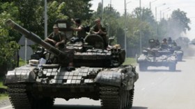 Les blindés russes aux abords de Gori, en Géorgie