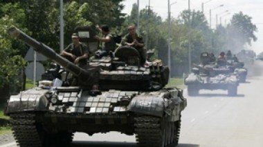 Les blindés russes aux abords de Gori, en Géorgie