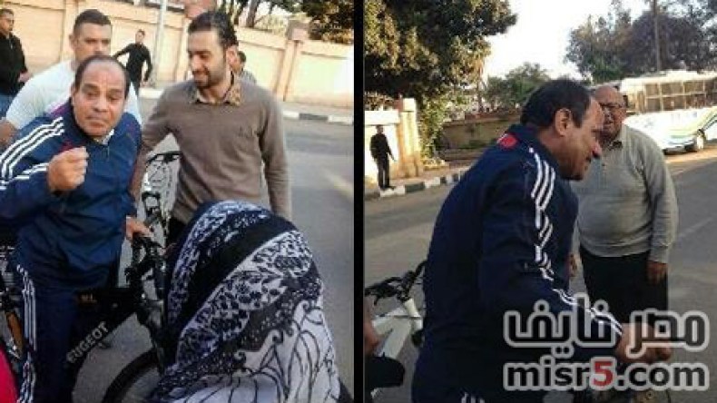 السيسي يبدأ سباق الرئاسة بدراجة رياضية