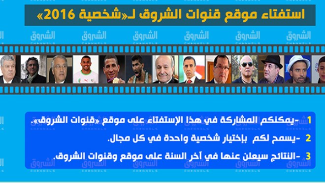 استفتاء لاختيار شخصيات العام على موقع “قنوات الشروق”