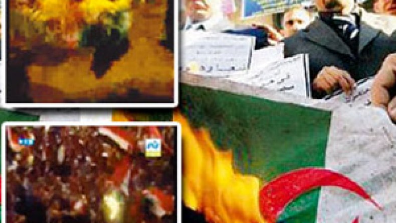 مصريون يحرقون العلم الجزائري في “احتفالاتهم” بالقاهرة