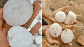 حبات برد “ضخمة” تكسر زجاج السيارات