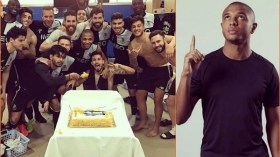 براهيمي يحتفل مع زملائه بِعيد ميلاده الـ 27