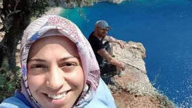 شاهد.. آخر لحظات الحامل التي ألقاها زوجها من قمة جبلية