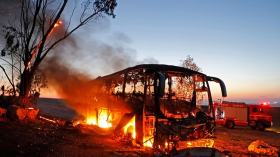 شاهد لحظة استهداف حافلة جنود الاحتلال