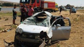 انقلاب سيارة يودي بحياة زوجين ويصيب 4 من أبنائهما بالبويرة