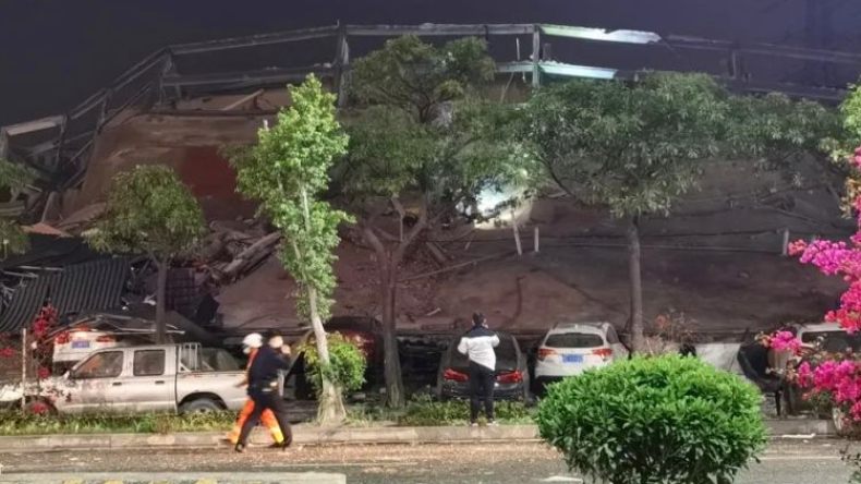 شاهد.. انهيار فندق للحجر الصحي في الصين