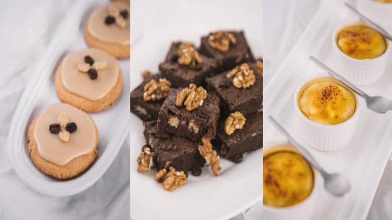 كريمة الكاتالان بنكهة القهوة – حلوى بطلاء القهوة والفول السوداني – برونيس بالقهوة