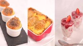 تحلية الفراولة – قالب البطاطا في الفرن – مملحات الدجاج