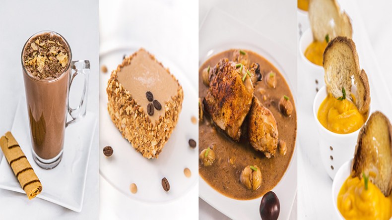 شراب حليب الشكولاطة الساخن – دجاج محمر بصلصة القسطل – قوالب – كريمة الجزر