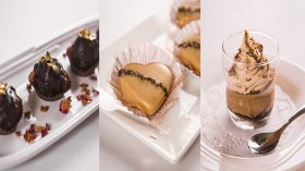 موس الشكولاطة والقهوة – بتي فور بطلاء القهوة – كريات الشكولاطة والقهوة