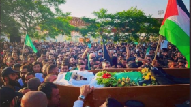 لحظات مؤثرة.. أم الشهيد محمد كيوان تحظى بمآزرة شباب وشابات فلسطين