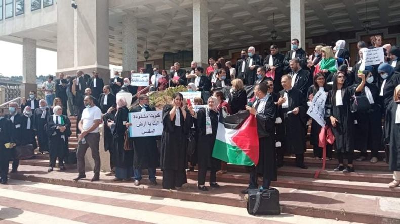 محامو العاصمة ينظمون وقفة ضد الجرائم الصهيونية في غزة