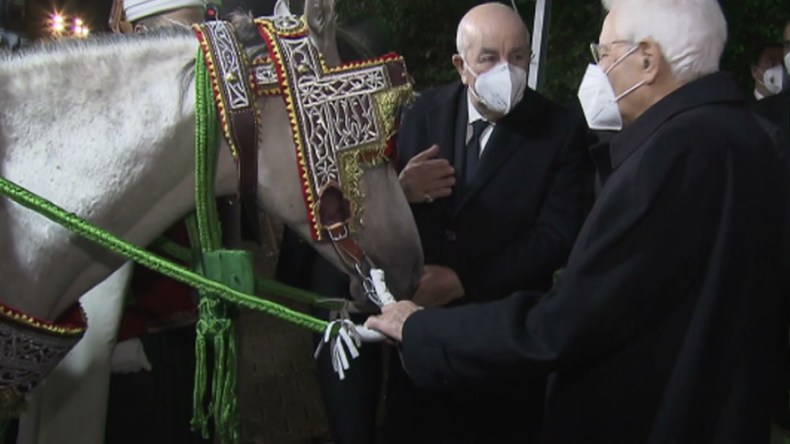 رئيس الجمهورية يهدي نظيره الإيطالي حصانا عربيا أصيلا