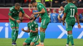 لحظة تسجيل سعيود للهدف الأول للمنتخب الوطني