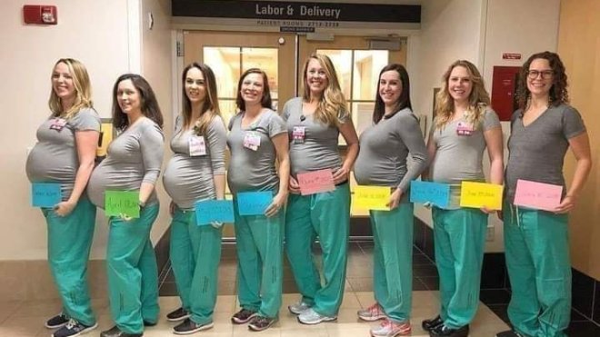 صورة لـ 8 ممرضات حوامل تشعل مواقع التواصل.. هذه حقيقتها!