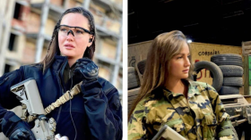 ملكة جمال أوكرانيا تصنع الحدث بحملها السلاح وتوعدها الجيش الروسي!