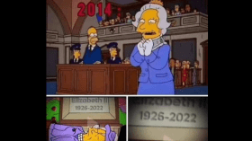 هل تنبأ المسلسل الكرتوني الشهير “ذي سيمبسونز” بوفاة الملكة إليزابيث؟
