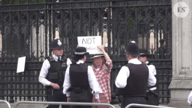 إلقاء القبض على متظاهرة حملت لافتة “ليس ملكي” أمام الملك تشارلز (فيديو)