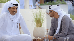 بالفيديو.. أمير قطر ورئيس الإمارات في اجتماع 6 قادة عرب بأبو ظبي