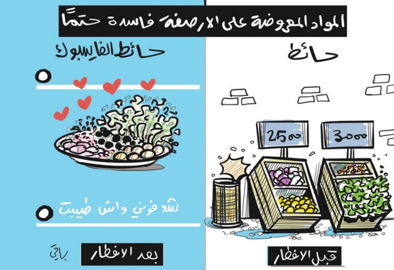 المواد المعروضة على الأرصفة