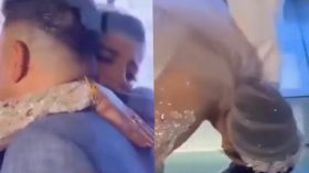 بالفيديو.. عروس تثير الجدل بتقبيل قدم زوجها في حفل الزفاف!