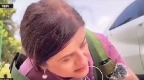 بالفيديو.. مراسلة أجنبية تثير السخرية بانبطاحها أرضا وكذبها على المشاهدين!