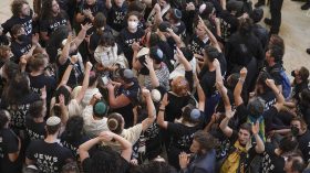 بالفيديو.. يهود أمريكيون يحتجون على قصف غزة بنيويورك