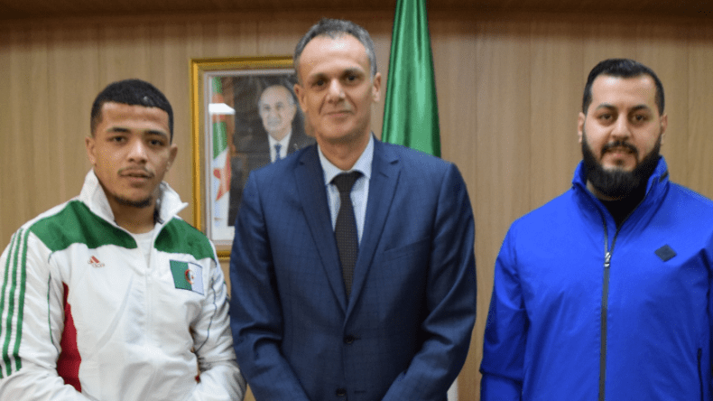 الوزير حماد يستقبل المصارع دريس مسعود والعداء إسكندر عثماني