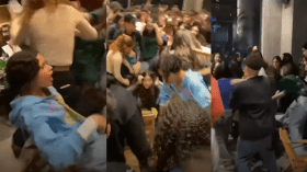 فيديو صادم لاشتباك عنيف بين فتيات داخل مقهى شهير يهز الشبكات!