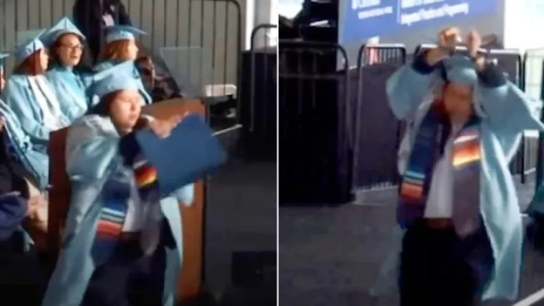 بالفيديو.. طالبة بجامعة كولومبيا تمزّق شهادة تخرجها تضامنا مع فلسطين