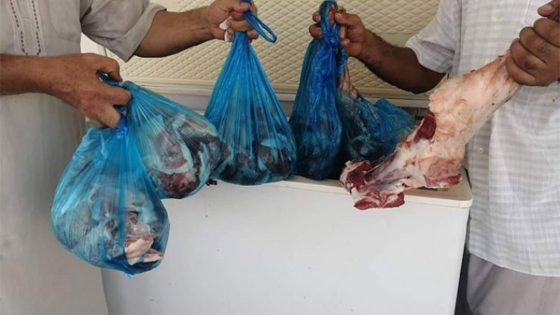 محسنون يتطوعون لجمع لحوم الأضاحي للفقراء