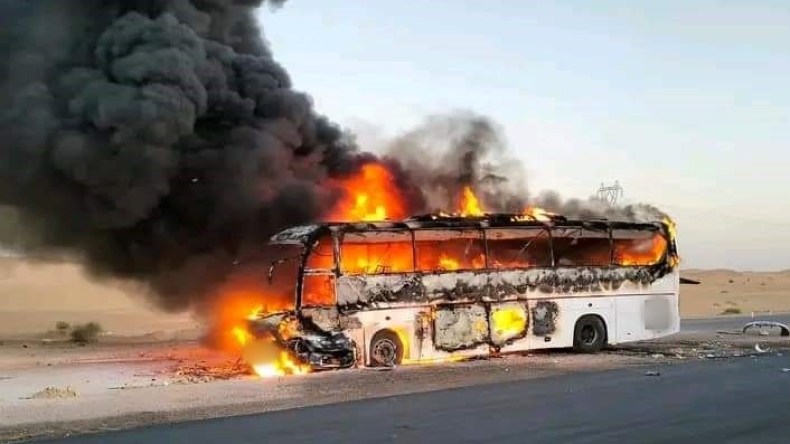 ارتفاع حصيلة حادث احتراق حافلة بتقرت إلى 7 ضحايا (فيديو)