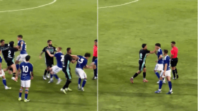 بالفيديو.. مباراة ودية تتحوّل لحلبة ملاكمة