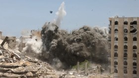 الجند المهزوم ينتقم من المباني في غزة!!