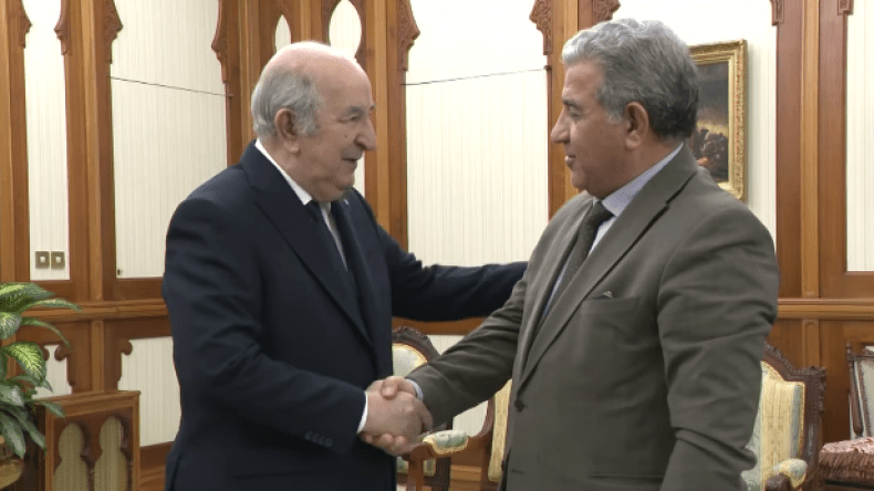 الرئيس تبون يستقبل رئيس حزب “فجر جديد” الطاهر بن بعيبش (فيديو)